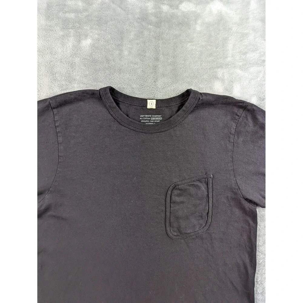 Lady White Company Shirt Men Small Black Clark Pocket Tee Sanforized Cotton READ